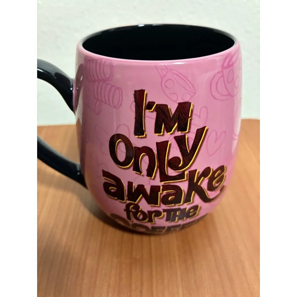 Disney Minnie Mouse Grumpy Morning Only Awake For Coffee Mug Pink